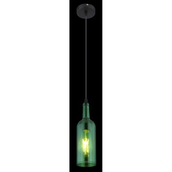 Závesné svietidlo, kov čierny, akryl, zelená fľaša, Ø 100, V: 1070, bez žiarovky 1xE27 LED, max. 8W 230V obrazok-1